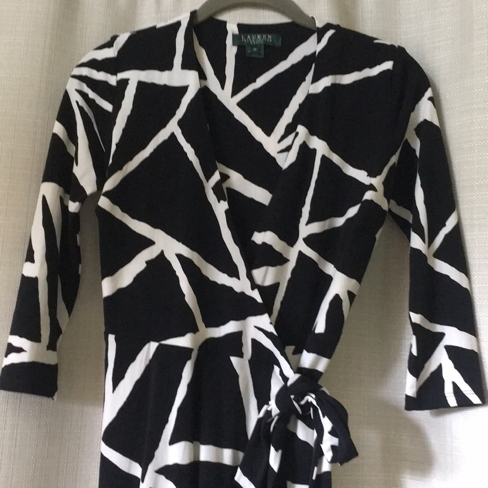 Ralph Lauren Wrap Dress Black&White Print 3/4sleve
